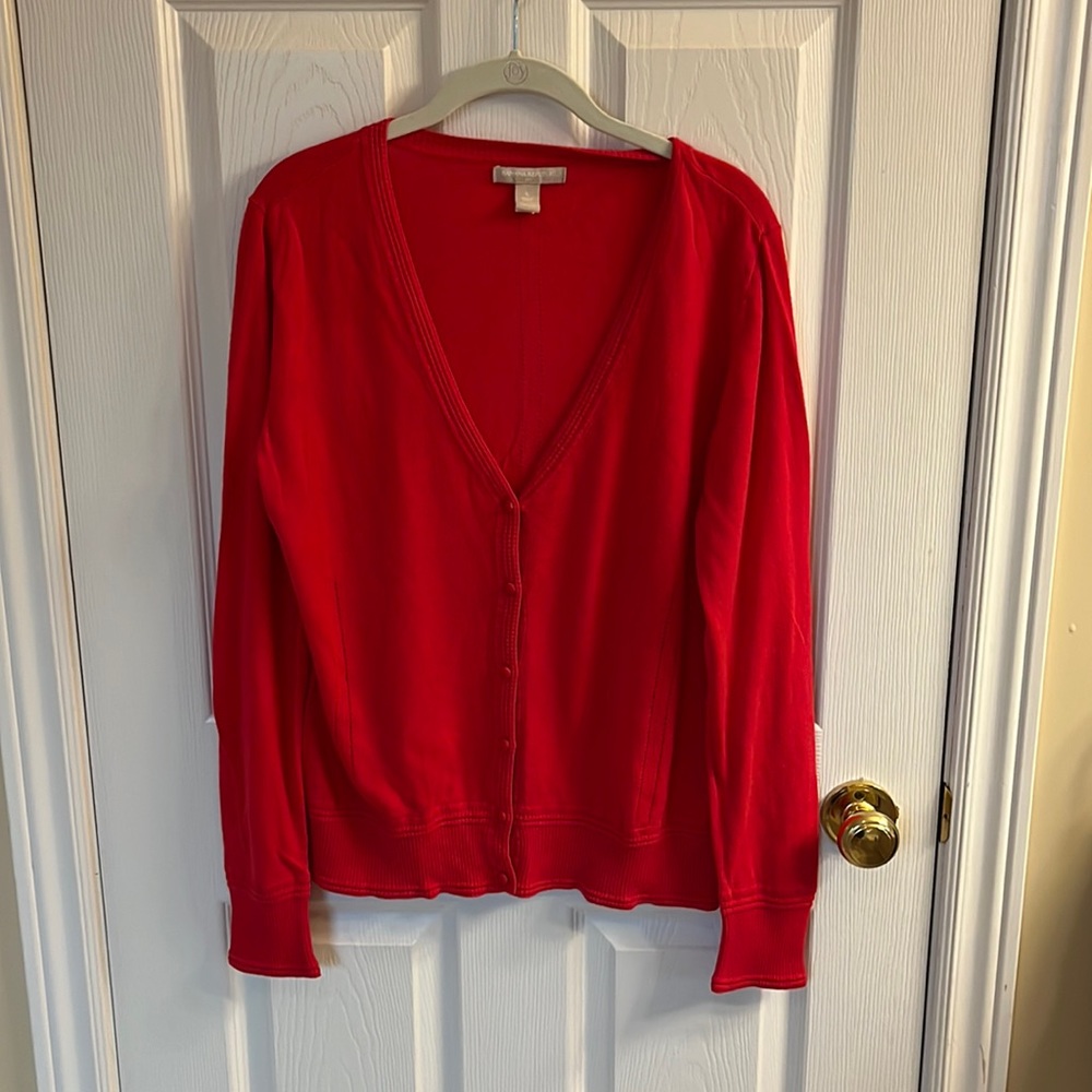 Banana Republic Factory watermelon pink v neck lightweight cardigan.